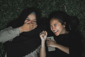 Teens laughing